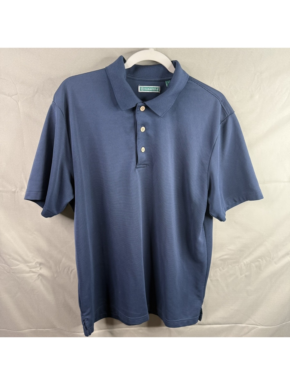 Cubavera Mens L Short Sleeve Polo Shirt Blue